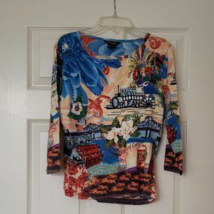 Sequined Cotton Shirt, Size Medium